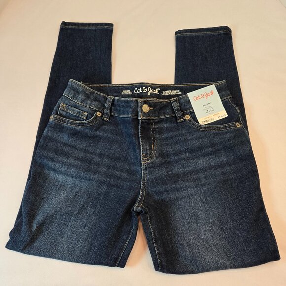 UNIVERSAL THREADS Girl's Mid Rise Skinny Jeans Adjustable Waist Sz: 10 Plus Dark - Picture 1 of 6